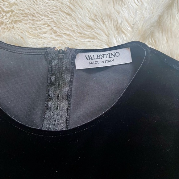 COPY-VALENTINO Velvet, Satin Trimmed, Polka Dot Net Black & Gold Dress Size S - Picture 9 of 11